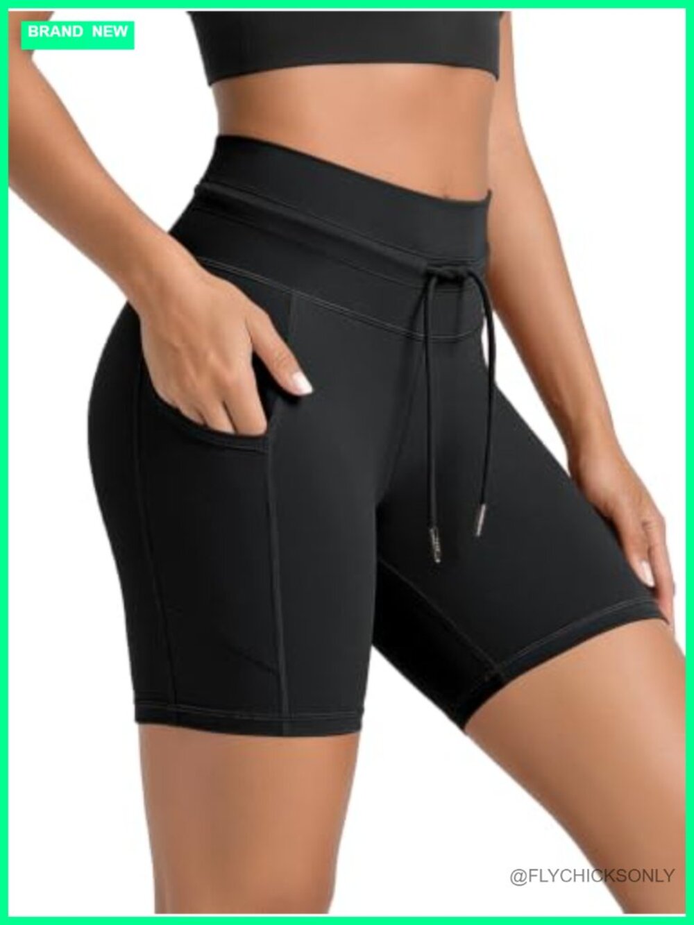 Drawstring High Waist Workout Yoga Biker Shorts 5" Inseam